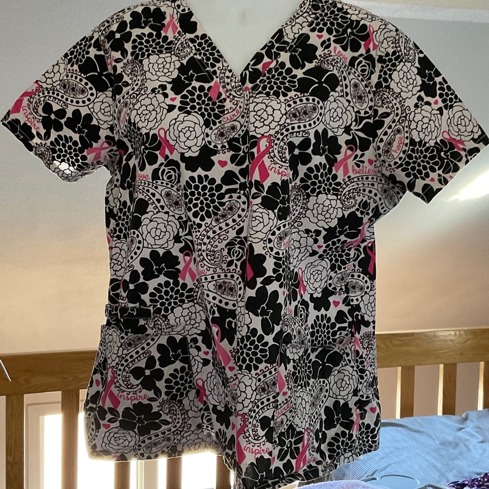 Cherokee Breast Cancer Scrub Top
